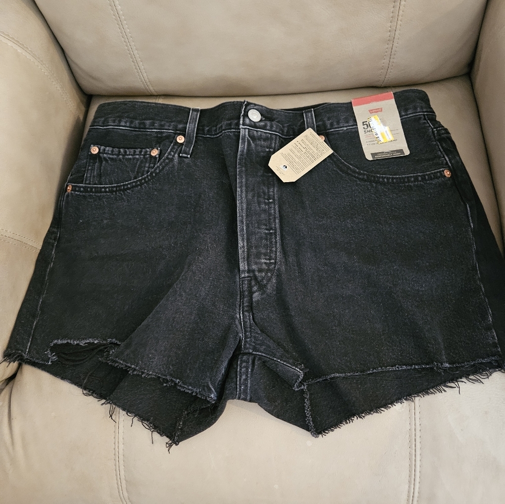 Levi's Black High-Waist Denim Cutoff Shorts